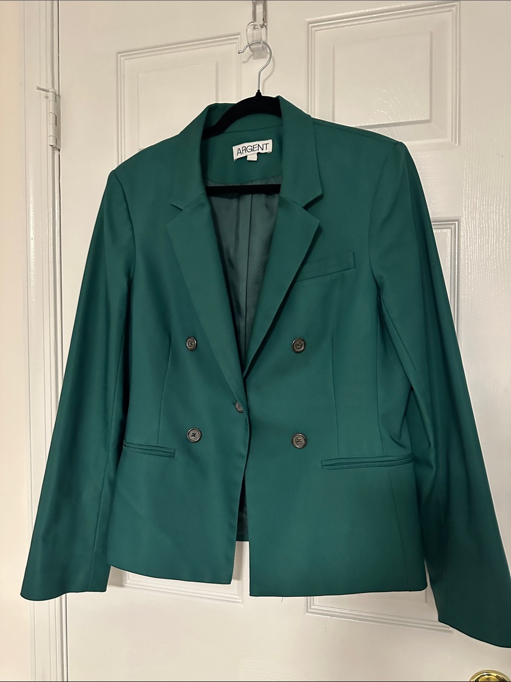 Argent Crossover Blazer in Performance Cotton, Emerald Green, Size 14